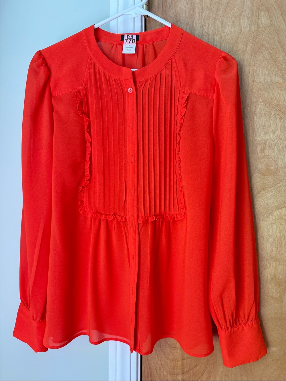 J. Crew Women’s Pleated Front Blouse with Ruffle Trim